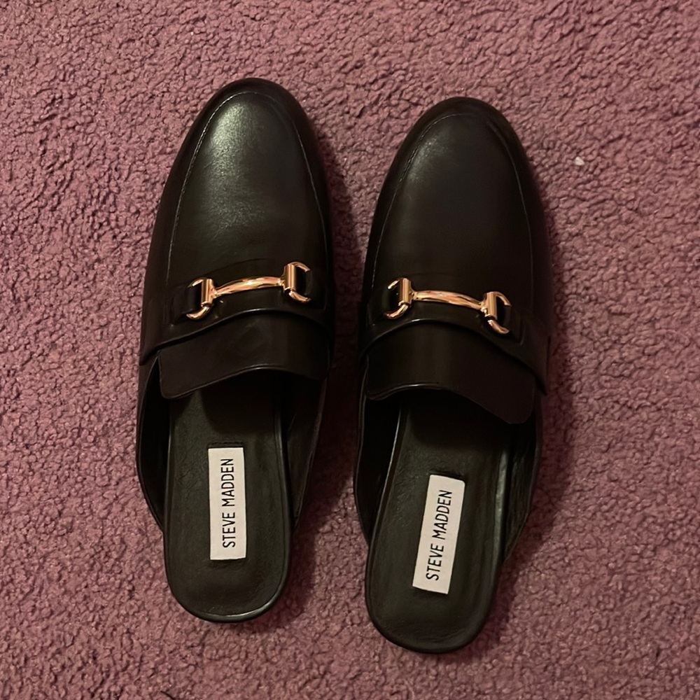 Steve Madden Black Slip-On Sandals